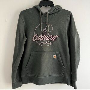 Carhartt Women’s Forest Green Relaxed Fit Logo Hoodie